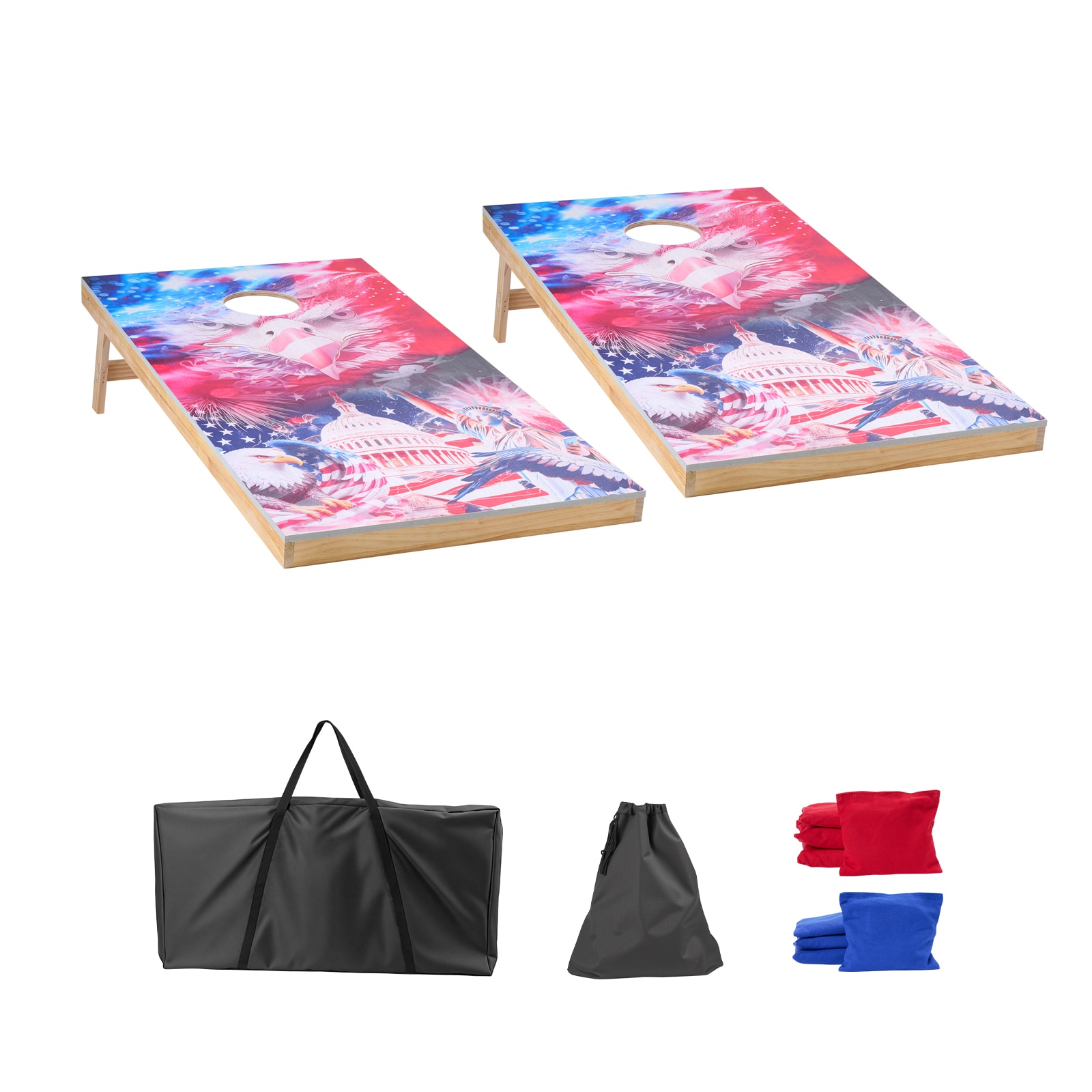 4x2ft Cornhole Set Portable Corn Hole Toss Game Board Wood 8 Bean Bag Carry Case_voghion.com
